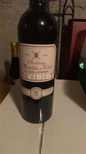 Vin Rouge sec Château Moulin a vent 2016 France Bordeaux Lalande-de-pomerol AOC