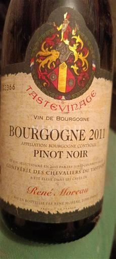 Vin Rouge sec René Moreau 2011 France Bourgogne