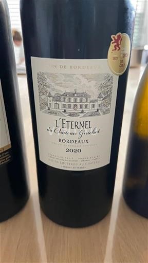 Vin Rouge sec L'Éternel Château Guichot 2020 France Bordeaux AOC