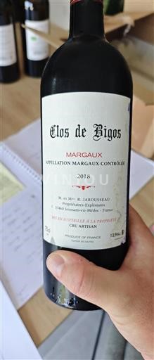 Burdeos Margaux Clos de Bigos 2018