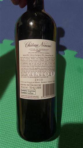 Bordeaux Côtes-de-Bordeaux Château Nénine 2015