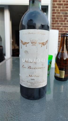 Bordeaux Médoc Baron Philippe de Rothschild Mise de La Baronnie 1986