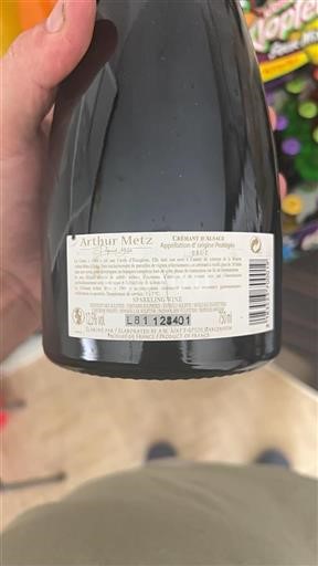 Vin Effervescent Blanc brut 1904 Arthur Metz Non millésimé France Alsace Crémant-d'alsace AOC