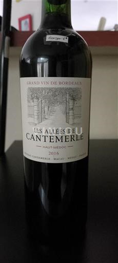 Vin Rouge sec Les Allées de Cantemerle Cantemerle 2016 France Bordeaux Haut-Médoc