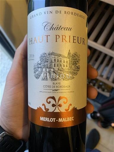 Bordeaux Blaye-Côtes-de-Bordeaux Château Haut Prieur 2016