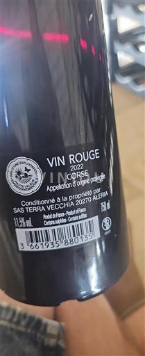 Vin Rouge sec Domaine Terra Vecchia 2022 France Corse