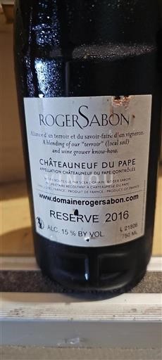 Vallée du Rhône Châteauneuf-du-pape Roger Sabon Réserve 2016
