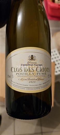 Loire Valley Pouilly-Fumé Domaine Christian Salmon Clos des Criots 2023