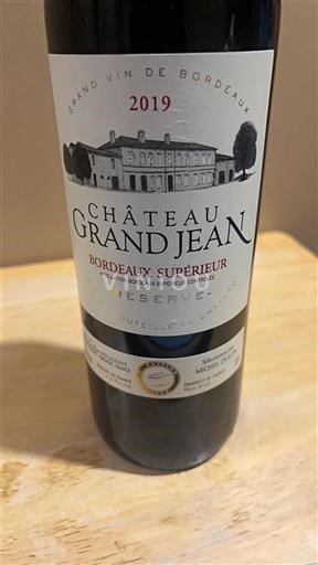 Bordeaux Bordeaux supérieur Château Grand Jean Réserve 2019