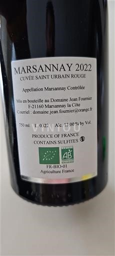 Bourgogne Marsannay Domaine Jean Fournier Saint-Urbain 2022