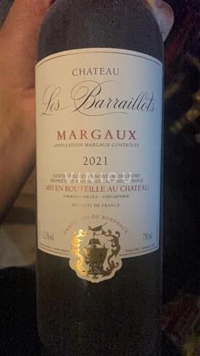 Bordeaux Margaux Château Les Barraillots 2021