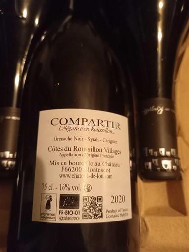 Roussillon Côtes du Roussillon Villages Chateau de L'Ou Compartir 2020