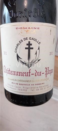 Rhône Valley Châteauneuf-du-Pape Domaine Le Pointu Charles de Gaulle 2012