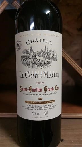 Bordéus Saint-Émilion Château Le Comte Mallet Grand Cru 2019