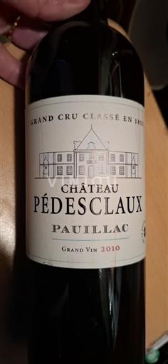 Vin Rouge sec Grand cru classé Pédesclaux 2010 France Bordeaux Pauillac