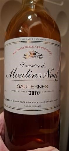 Bordeaux Sauternes Château Moulin Neuf 2010