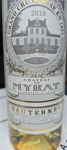 Vin Blanc sec Château Myrat 2018 France Bordeaux Sauternes