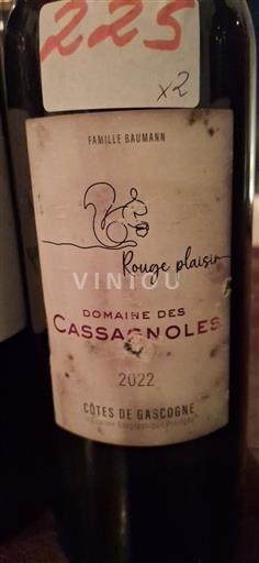 Sydvestfrankrig Côtes de Gascogne Domaine Des Cassagnoles Rouge plaisir 2022