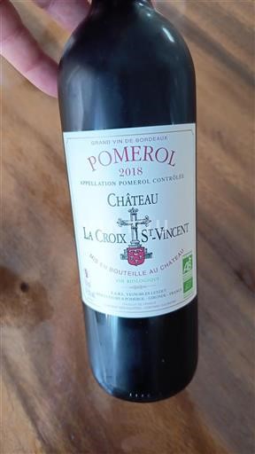 Vin Rouge sec Château La Croix St-Vincent 2018 France Bordeaux Pomerol AOC Grand Cru