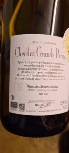 Vallée de la Loire Muscadet-sèvre-et-maine Bedouet Clos des Grands Primos Non Millésimé