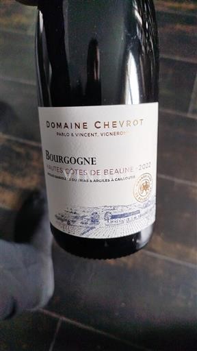 Vin Rouge sec Domaine Chevrot 2022 France Bourgogne Hautes Côtes de beaune