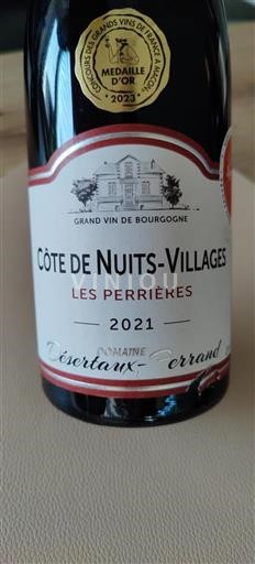 Vin Rouge sec Les Perrières Desertaux-Ferrand 2021 France Bourgogne Côte de nuits villages