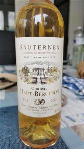 Bordeaux Sauternes Château Haut Bergeron 2013