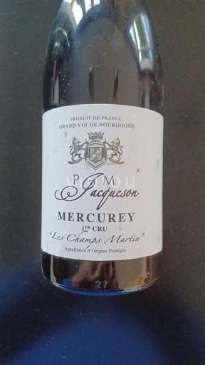Vin Rouge sec Les Champs Martin P.M Jacqueson 2020 France Bourgogne Mercurey Premier Cru