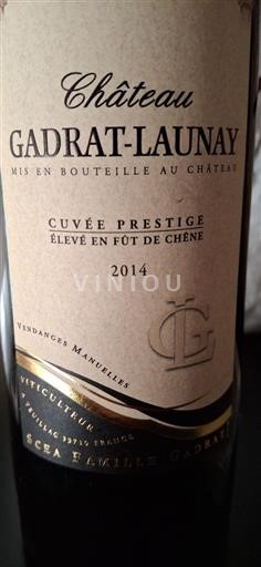 Bordeaux Côtes-de-bourg Gadratlaunay Prestige 2014