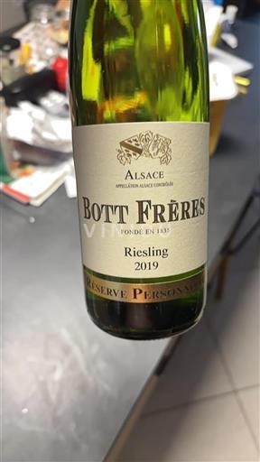 Vin Blanc sec Réserve Personnelle Bott Frères 2019 France Alsace