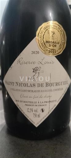 Loiren laakso Saint-Nicolas-De-Bourgueil Élevé En Fût De Chêne Réserve Louis 2020