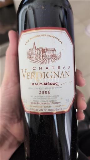 Bordéus Haut-Médoc Cru Bourgeois Supérieur Château Verdignan 2006