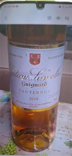Bordeaux Sauternes Grand Cru Château Lamothe Guignard 2010