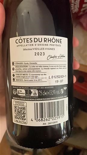 Vallée du Rhône Côtes-du-rhône Sélection Vieilles Vignes 2023