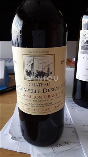 Bordeaux Saint-Émilion Grand Cru Grand Cru Château La Chapelle Despagnet 1992