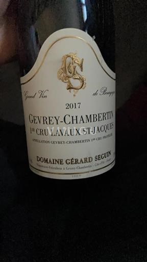 Burgundy Gevrey-Chambertin Premier Cru Domaine Gérard Seguin Lavaux St-Jacques 2017