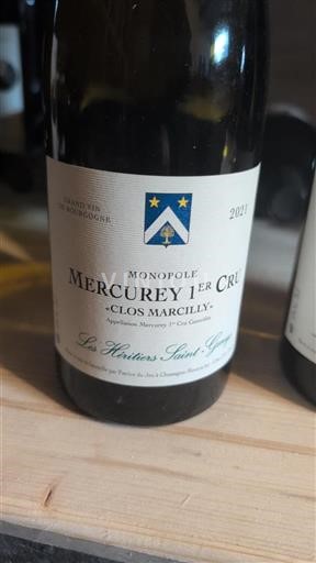 Burgundija Mercurey Premier Cru Les Héritiers Saintgenys Clos Marcilly 2021