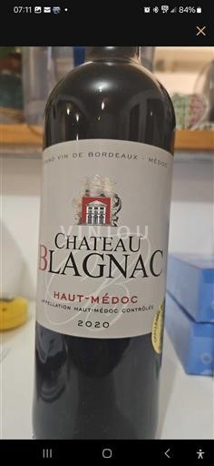 Vin Rouge sec Château Blagnac 2020 France Bordeaux Haut-Médoc AOC