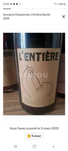 Údolí Loiry Reuilly Charpentier L'Entière 2019