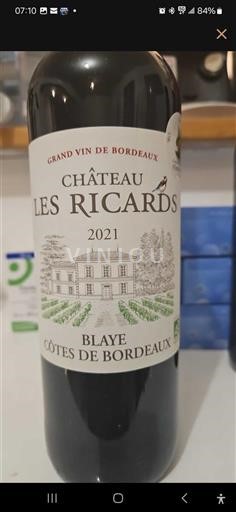 Bordeaux Blaye-côtes-de-bordeaux Château Les Ricards 2021