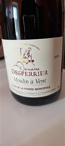 Beaujolais Moulin-à-vent Domaine Desperrier Clos de la Pierre Monopole 2020