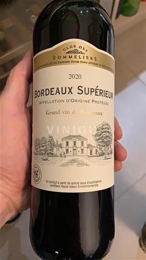 Vin Rouge sec Club des Sommeliers 2020 France Bordeaux Bordeaux supérieur