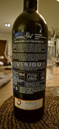 Castilla-La Mancha Jumilla Juan Gil Etiqueta Azul/Blue Label/Etiquette Bleue 2018