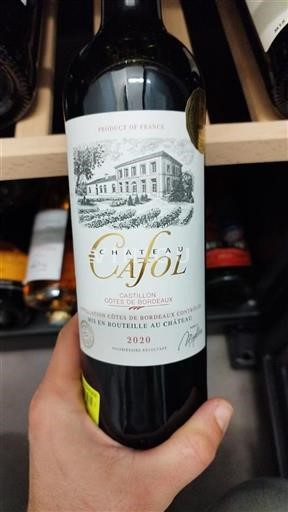 Vin Rouge sec Château Cafol 2020 France Bordeaux Castillon-côtes-de-bordeaux