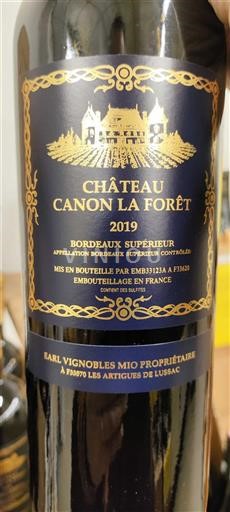 Bordeaux Bordeaux Supérieur Canon La Forêt 2019