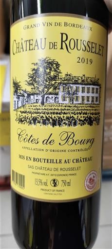 Bordeaux Côtes-de-bourg Château Rousselet 2019