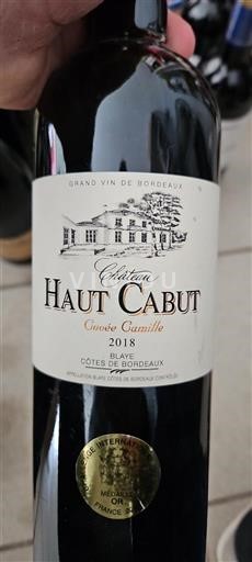 Bordeaux Blaye-Côtes-de-Bordeaux Château Haut Cabut Camille 2018