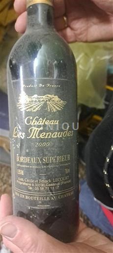 Bordéus Bordeaux Superior Château Les Menaudes 2000