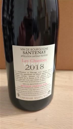 Bourgogne Santenay Antoine Olivier Les Charmes 2018