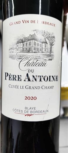 Bordeaux Blaye-côtes-de-bordeaux Château Père Antoine Le Grand Champ 2020